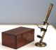 Antique Brass Monocular Compound Microscope On Round Base After Benj.  Pike C1850 Microscopes & Lab Equipment photo 3