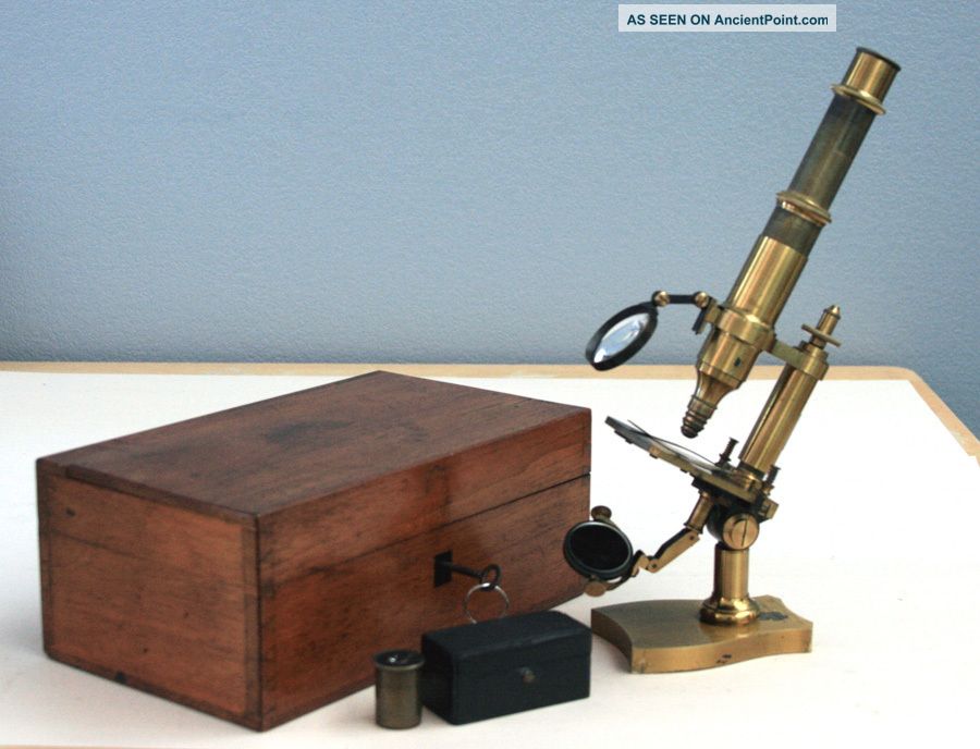 Nachet Et Fils Paris Antique Brass Petit Modele Inclinant Microscope W/case 1872 Microscopes & Lab Equipment photo