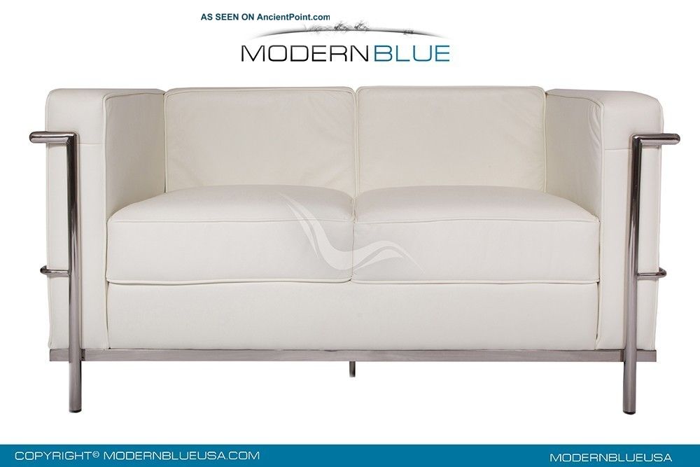 Le Corbusier Lc2 Petite Loveseat In White Leather Mid-Century Modernism photo