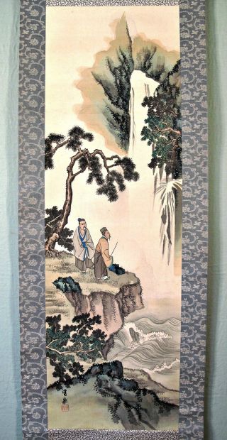 Vintage Japanese Hanging Scroll Waterfall Landscape photo