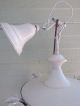 Vintage Brass Pan Chandelier Hanging Light Fixture 4 Globes Chippy White Paint Chandeliers, Fixtures, Sconces photo 2