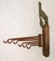 Primitive Style Rusty Country Kitchen 6 - Swivel Arms/hooks On Wood Wall Plate Primitives photo 1