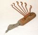Primitive Style Rusty Country Kitchen 6 - Swivel Arms/hooks On Wood Wall Plate Primitives photo 3