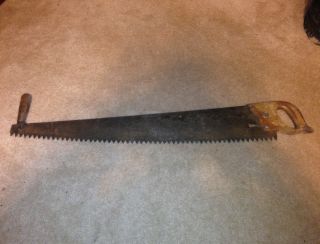 Vintage Antique Rare Diamond Edge Warranted Superior Saw 1 2 Person Handle photo