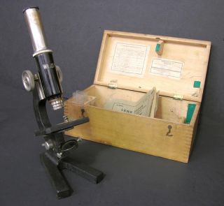 Early 20th C Wetzlar No.  744 Monocular Compound Microscope,  Pivoting Stacking Ob photo