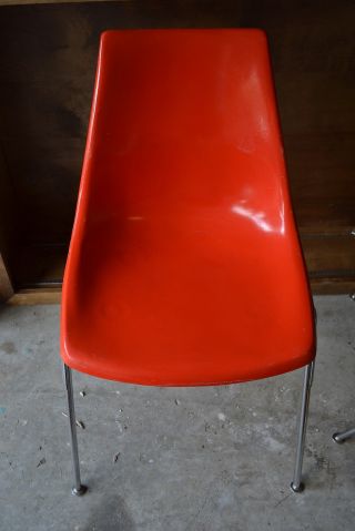 Krueger Chair Vintage Mid - Century Modern Fiberglass Shell Orange photo