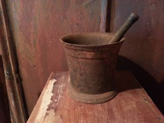 Antique Cast Iron Apothecary Mortar & Pestle Set For Science & Medicine 5 