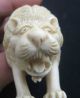 Japanese Carved Faux Ivory Lion On Carved Wooden Base Other photo 3
