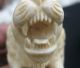 Japanese Carved Faux Ivory Lion On Carved Wooden Base Other photo 5