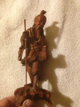 Antique C 18th/19th C Rosewood Hand Carved Statue Of Elder photo