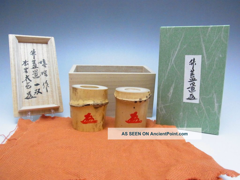 Bamboo Futaoki - Rest For The Lid - W/wooden Box - Japanese Tea Ceremony 789 Other photo