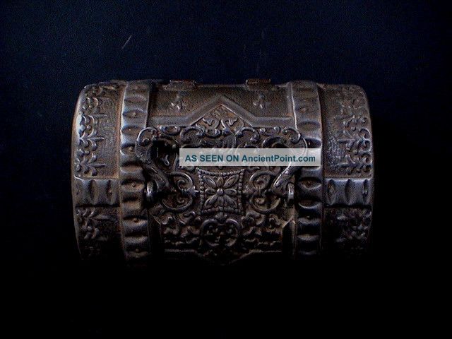 Fantastic Decorated And Marked Antique Pewter Casket Metalware photo