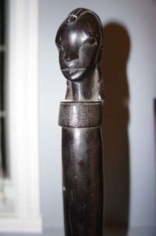 Antique Hand Carved Ebony Wood Unusual Decorative African Sword Fertility photo