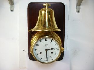 Vintage Schatz Royal Mariner Open Bell Ships Clock Working And Service. photo