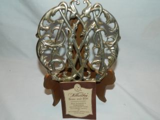 Vintage Colonial Williamsburg Brass & Iron Cypher 1950 Trivet In Box photo