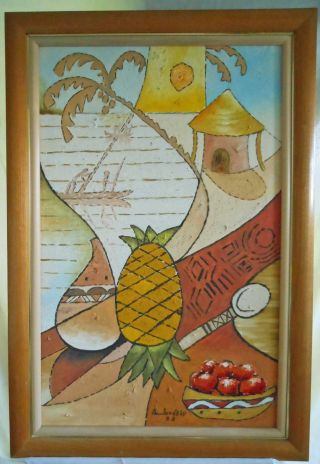 Polynesia Painting Cubist Tropical Ambrosia Polynesian Large Scale Oil photo