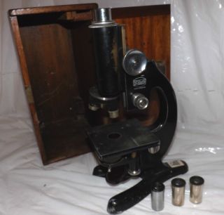 Antique Rare Vintage Beck London Microscope Model 47 Wooden Box photo