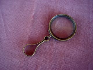 Antique Solid Brass Magnifying Glass With Patina.  Early 1900 ' S photo