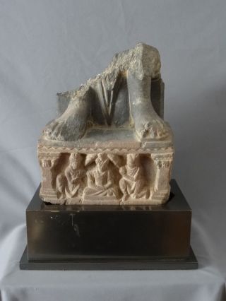 - Catlg.  Listed: 2.  /3.  Century,  Gandhara - Buddha Feet Pedestal With Carvings photo