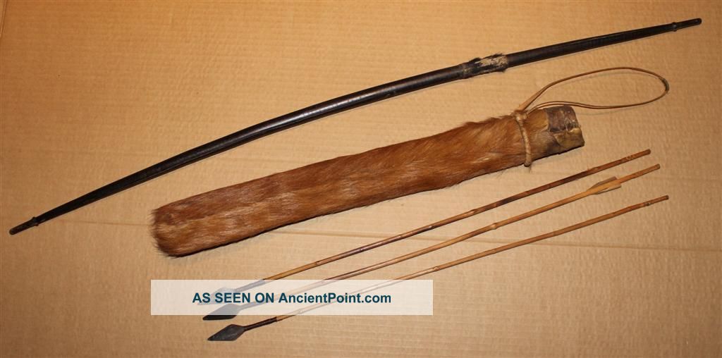 Congo Old African Bow With 3 Arrows Quiver Pigmy Ancien Arc Flèche Afrika Pygmee Other photo