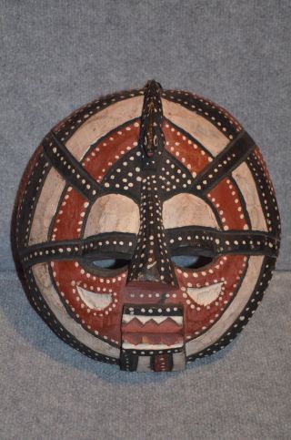 Antique Vtg Wood Carved African ? Tribal Face Mask Sculpture Indonesia Oceania photo