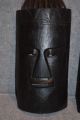 2 Antique Vtg Wood Carved African ? Tribal Face Mask Sculpture Hair Oceania Masks photo 1