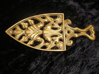 Pottstown Pa.  Vtg.  Metalcrafter Brass Iron Trivet Acanthus Leaves R.  F.  Smale & Co photo