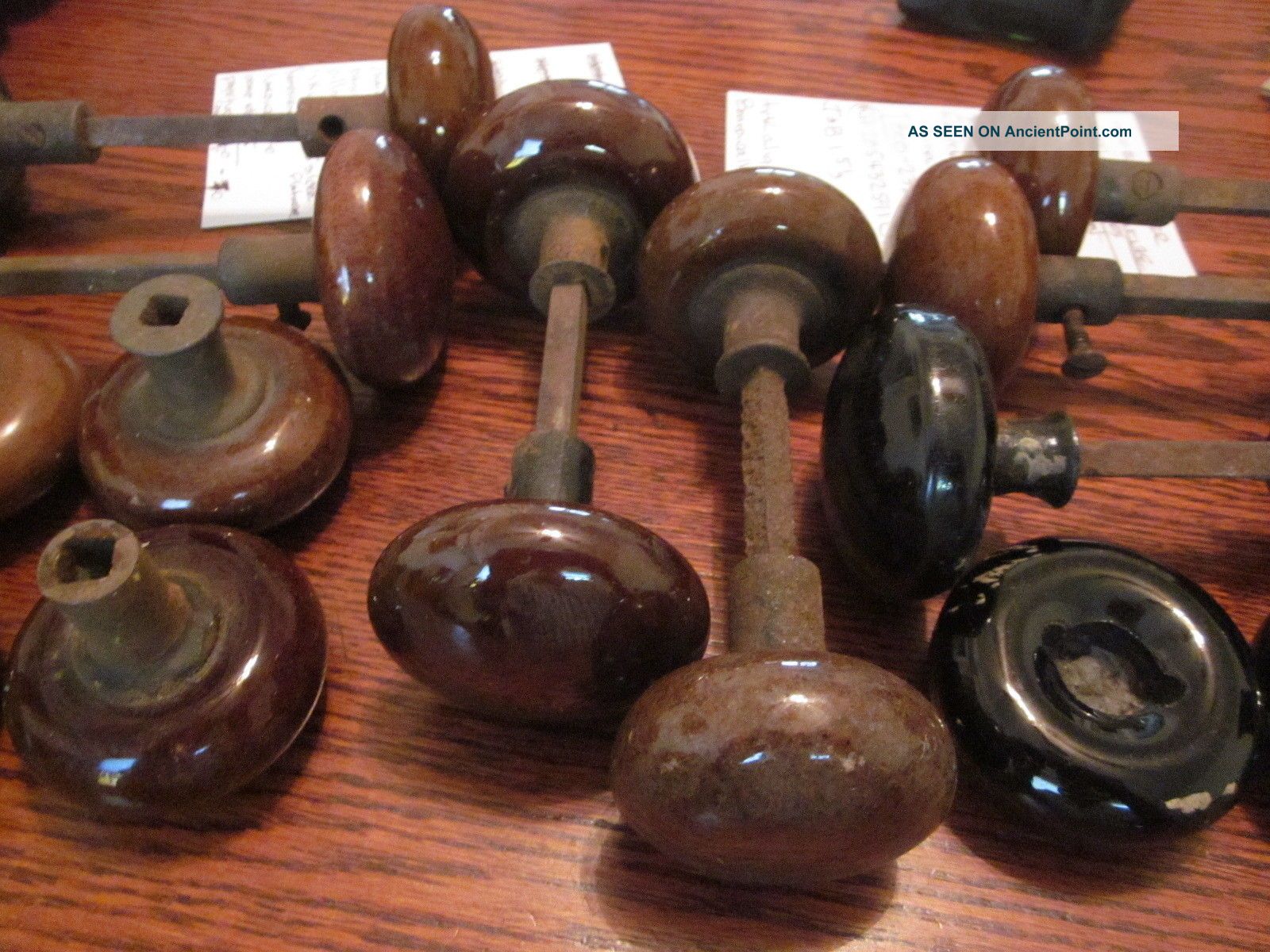 9 Pair Bennington Ceramic Door Knobs [8 Brown/1 Black],  Most Have Shafts Door Knobs & Handles photo