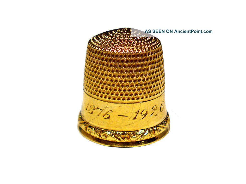 Goldsmith Stern & Company Solid 10k Gold Thimble Engraved 1876 - 1926 Thimbles photo