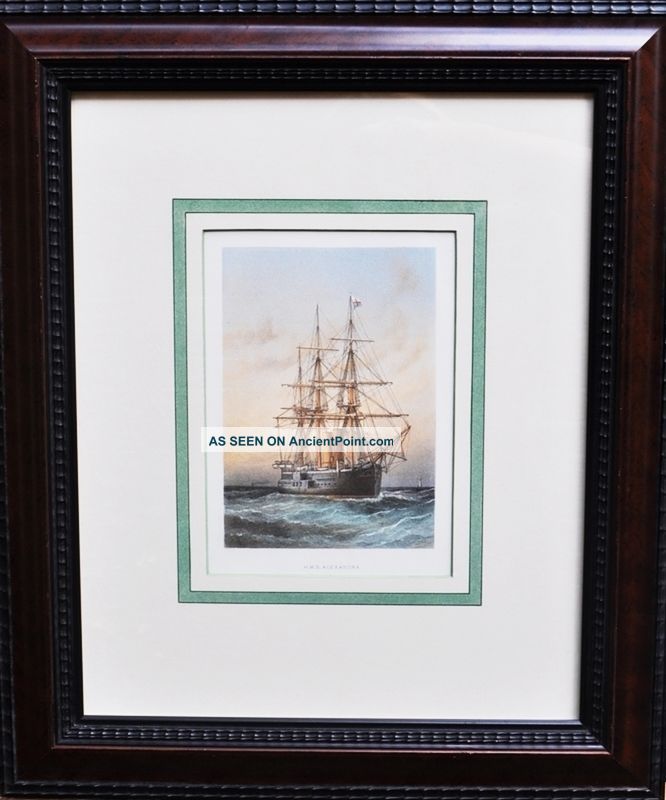Framed Antique C.  1890 Chromolithograph H.  M.  S.  Alexandra Other photo