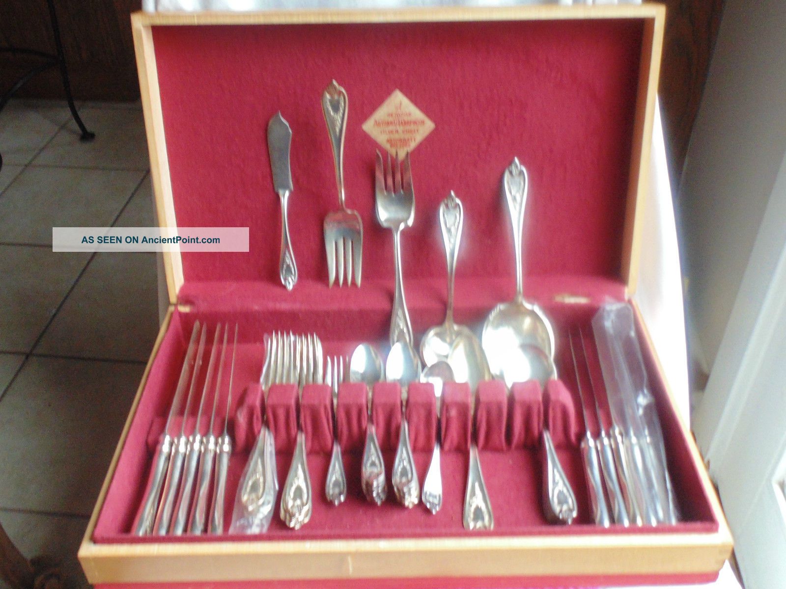 Wm.  A.  Rogers 1847 Old Colony Silverplate 53 Pieces + Case Flatware & Silverware photo
