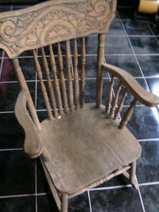 Kids Rocking Chair - Solid Wood - Looks Very Old - Seat Is 15 Inches From Floor photo