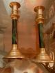 Brass And Green Overlay Candle Stick Holders Metalware photo 9