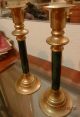 Brass And Green Overlay Candle Stick Holders Metalware photo 2