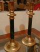 Brass And Green Overlay Candle Stick Holders Metalware photo 3