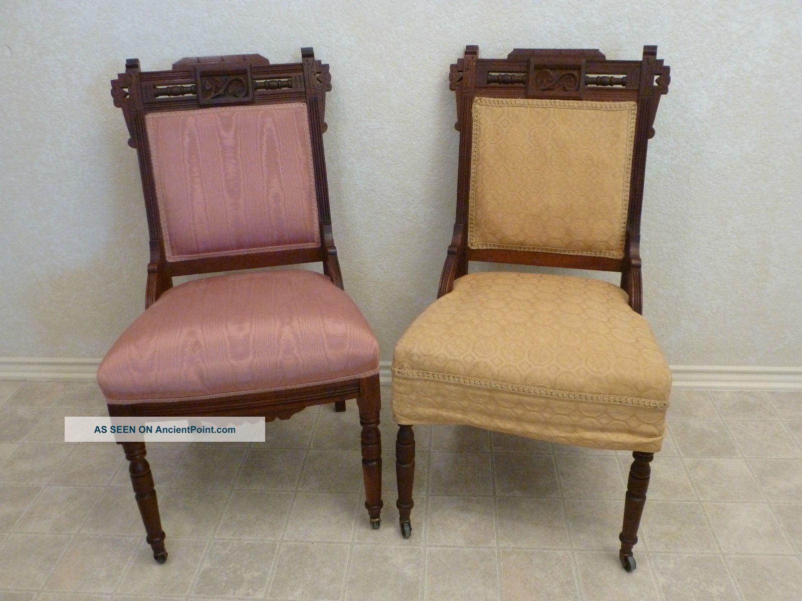 Pair Of Antique Eastlake Victorian Side Chairs 1800-1899 photo