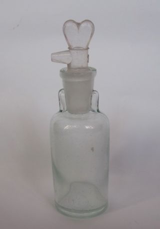 Antique German Tk Drop Opium Anaesthesia Medical Aqua Blue Glass Bottle Size 3 photo