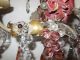 C 1920 French Tole Floral Crystal Pink Grapes 3 Light Sconces Vintage Old Wow Chandeliers, Fixtures, Sconces photo 8