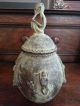 Antique Dogon Tribe Bronze Urn With Lid,  Vessel With Elder West Africa Sculptures & Statues photo 2