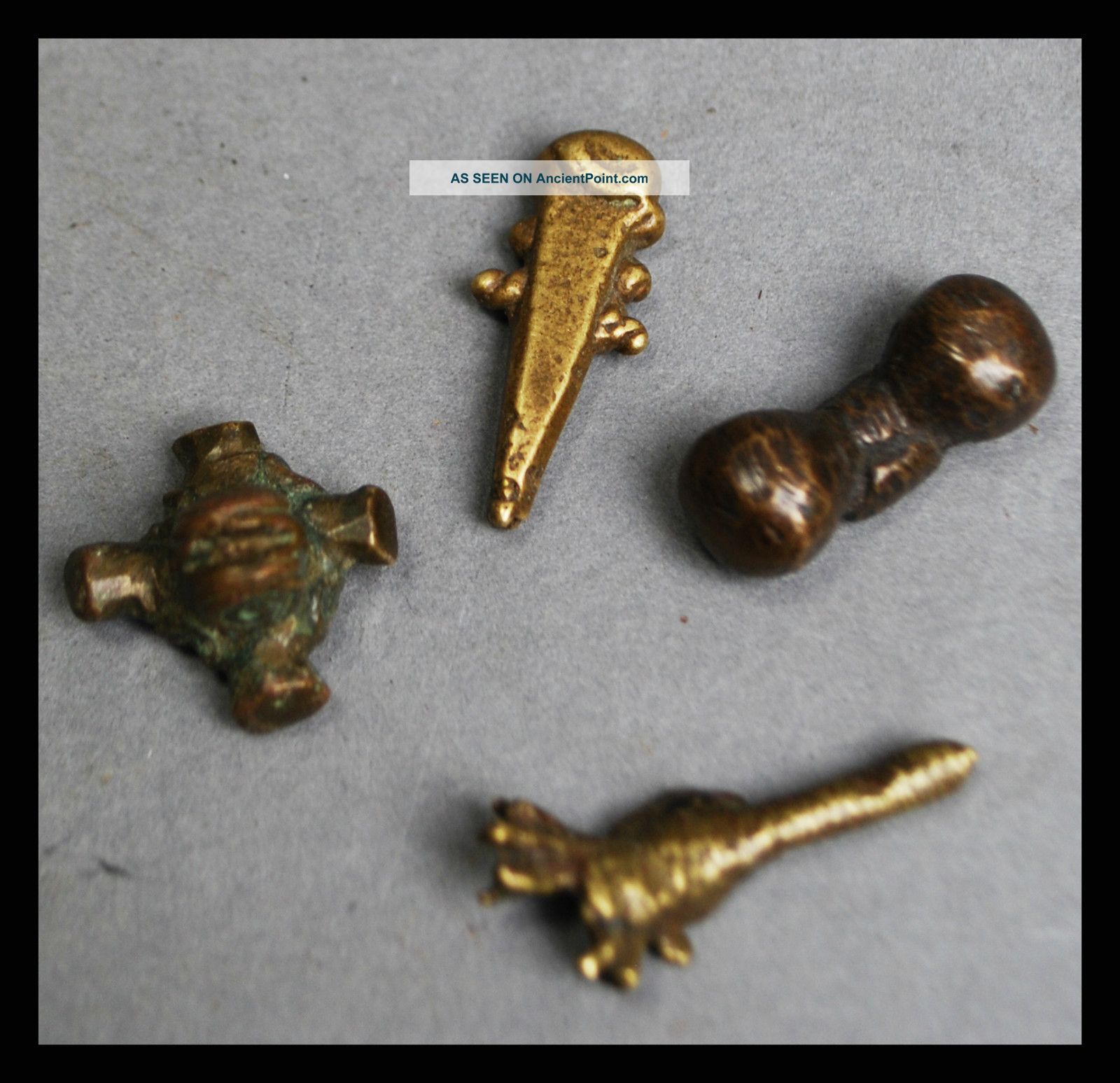 A Group Of 4 Quirky 18 - 19thc Akan Gold Weights Other photo