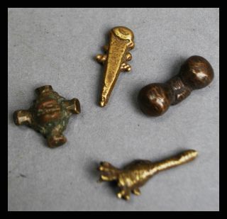 A Group Of 4 Quirky 18 - 19thc Akan Gold Weights photo