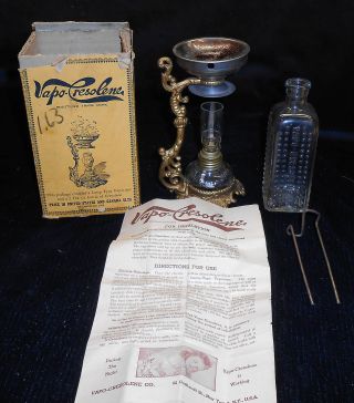 Vapo Cresolene Kerosene Lamp Medical Vaporizer W/box & Bottle photo