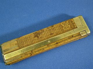 A Scarce Antique Folding Brass & Box - Wood Calliper/scale Rule By,  Geo.  English. photo