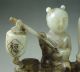 2080g Antique Chinese Old Hetian Jade Carved Woman And Urchin Statue Other photo 3