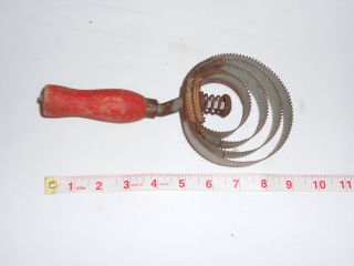 Collectible Antique Wood Red Handled Vintage Horse Curry Comb Tool photo