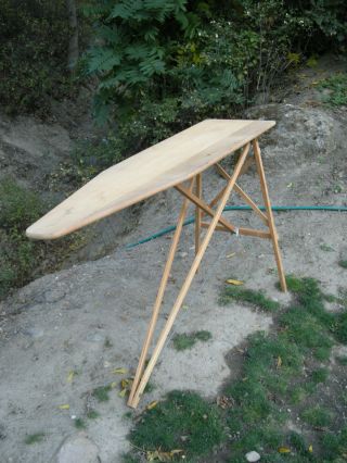 Vintage Wood Ironing Board Table Display Bench photo