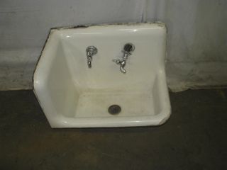 Antique Industrial Porcelain Corner Sink photo