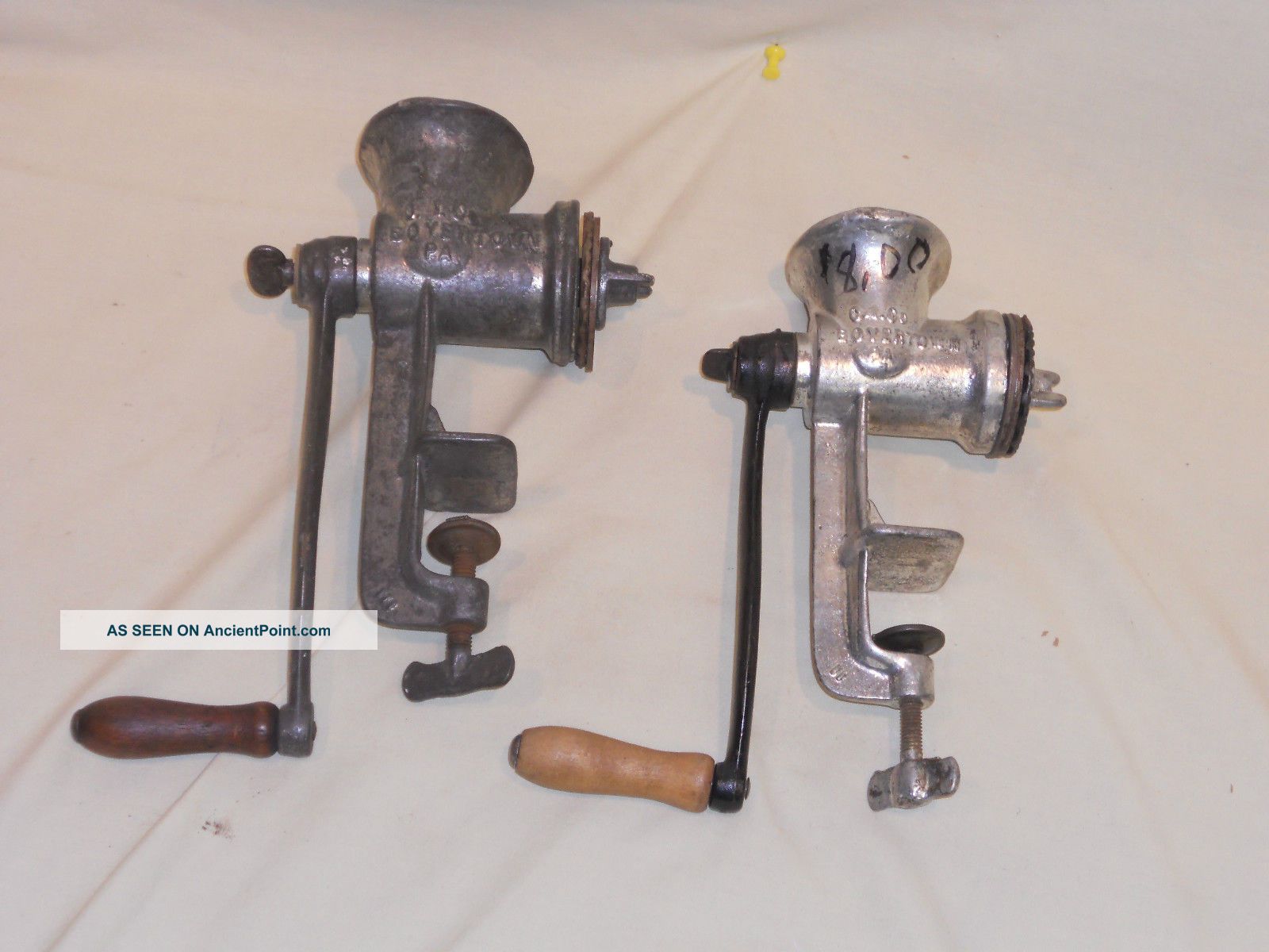 2 Meat Grinders W/ Cutters Keystone No.  10 & 20,  Boyertown,  Pa Meat Grinders photo