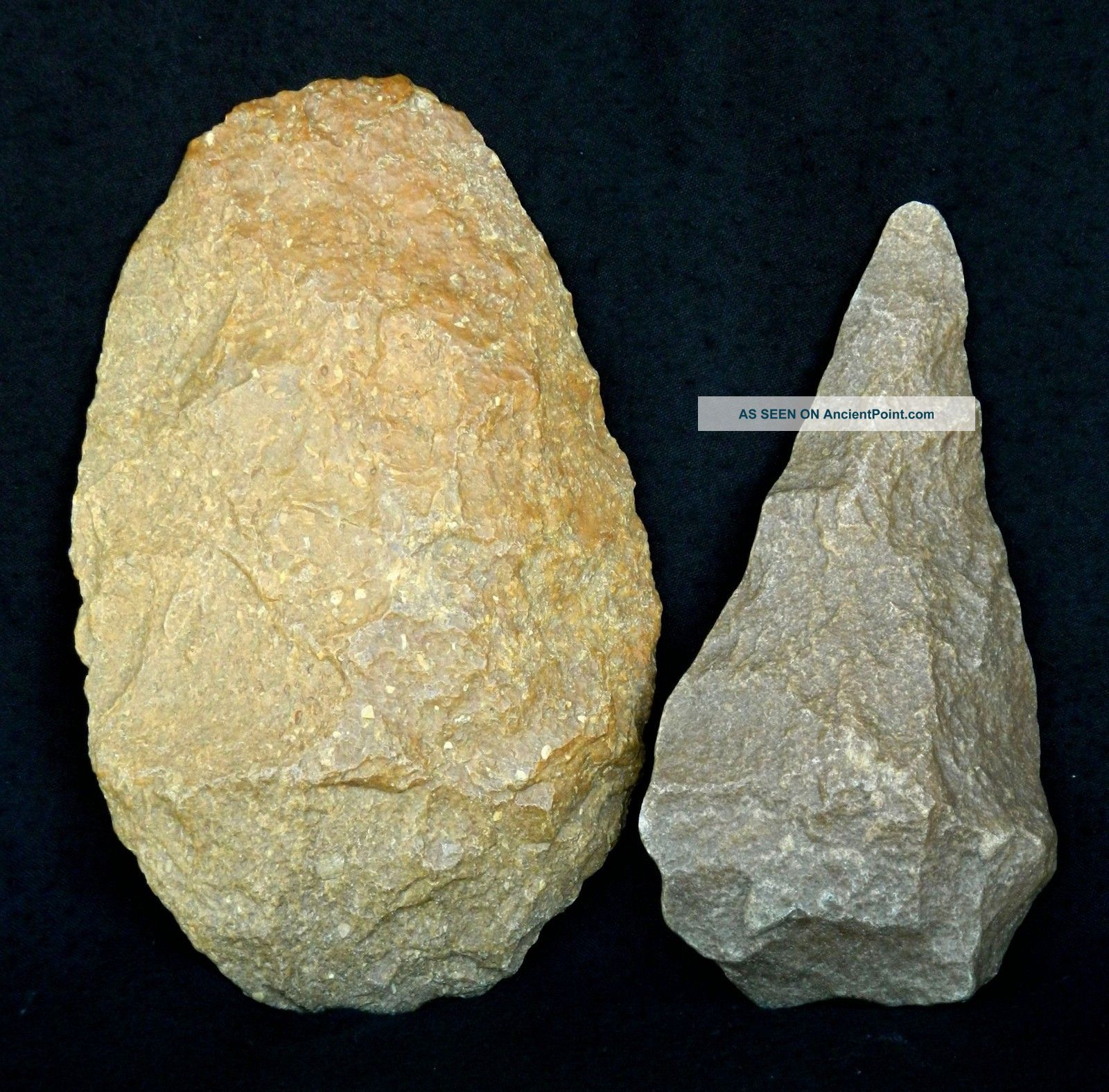 2 Lower Paleolithic Paleolithique Quartzite Hand Axes - 700000 To 100000 Bp - Sahara Neolithic & Paleolithic photo