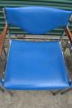 5 Harter Chairs Royal Blue Chrome Frame Wood Arms Mid Century Modern Mid-Century Modernism photo 4